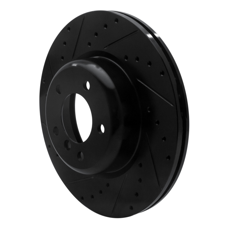 BMW 135I Brake Rotor (1) - Front Left - R1 Concepts - Drilled & Slotted - Black - `06-`13